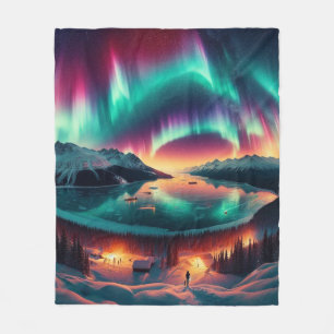 Aureola Borealis in Alaska Fleece Blanket