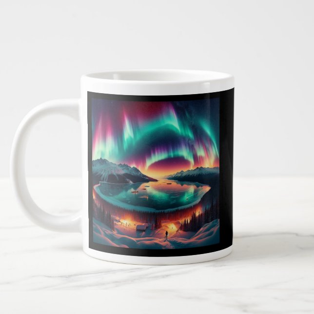 Aureola Borealis in Alaska Large Coffee Mug (Left)
