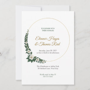 Aureole Roundel Gold Frame Wedding Invitation