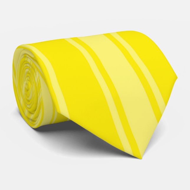 Aureolin Colour Stripe Funky Pattern Tie (Rolled)