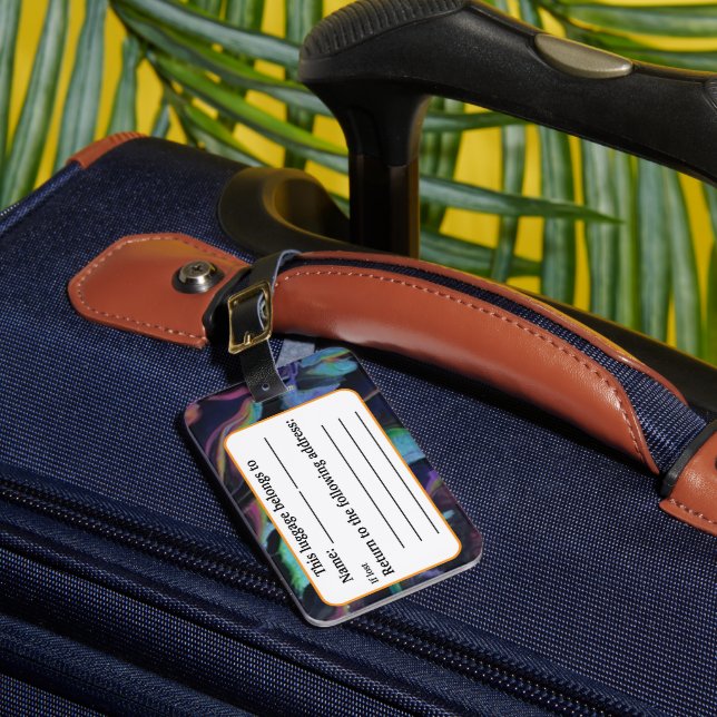 Aurora Acrylic Pour Inspired Luggage Tag (Front Insitu 1)