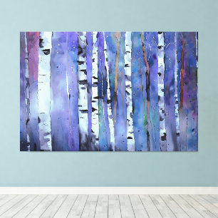 Aurora Among the Birch Canvas Print