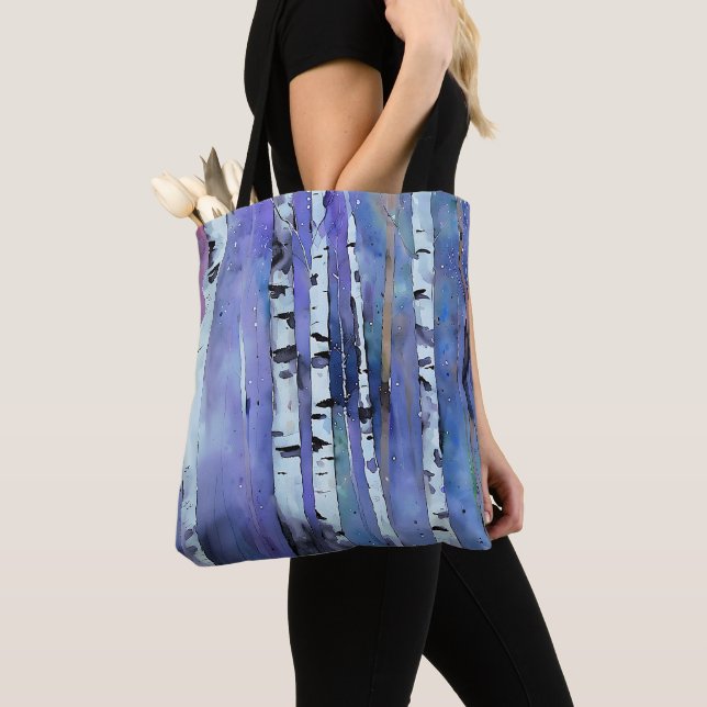 Aurora Among the Birch         Tote Bag (Close Up)