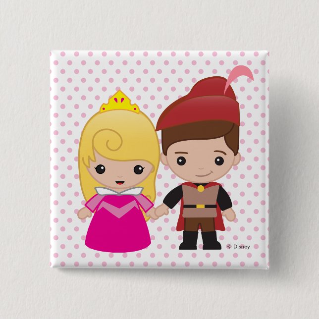 Aurora and Prince Philip Emoji 2 Inch Square Button (Front)
