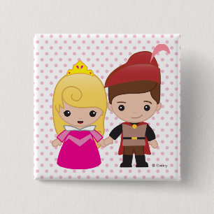 Aurora and Prince Philip Emoji 2 Inch Square Button