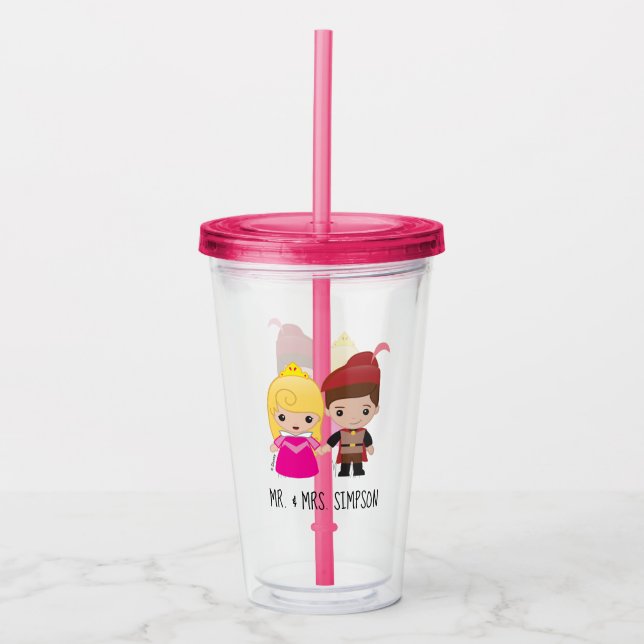 Aurora and Prince Philip Emoji - Mr. & Mrs. Acrylic Tumbler (Front)