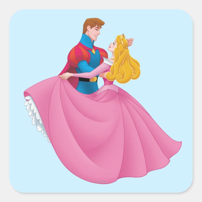 Aurora and Prince Phillip Dancing Square Sticker (Front)