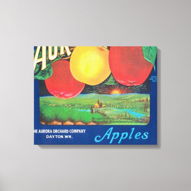 Aurora Apple Label (blue) - Dayton, WA Canvas Print (Front)