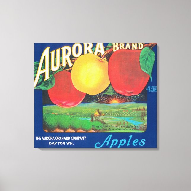 Aurora Apple Label (blue) - Dayton, WA Canvas Print (Front)