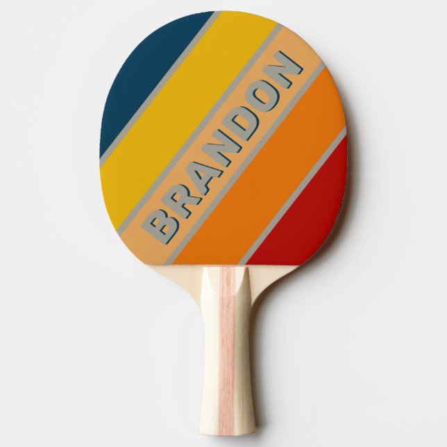 Aurora Arcade Bold Striped with Name Ping Pong Paddle (Back)