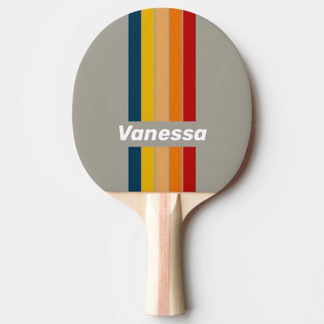 Aurora Arcade Pin Striped with Name Ping Pong Paddle (Front)