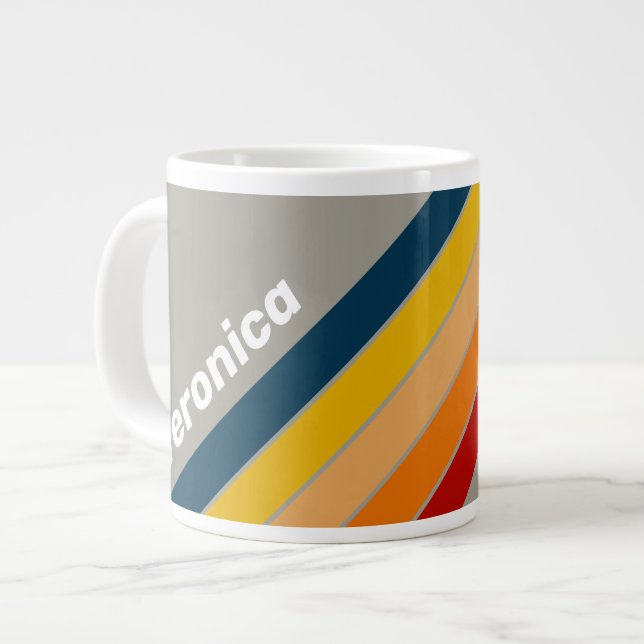 Aurora Arcade Striped with Name Large Coffee Mug (Front Left)