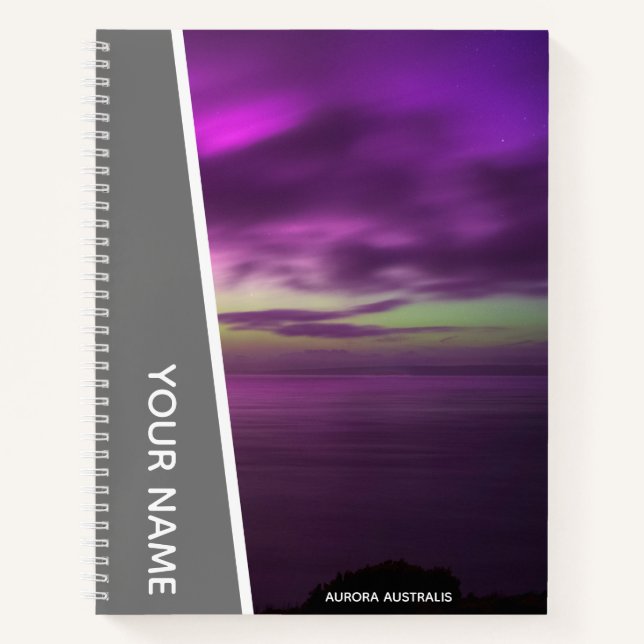 Aurora Australis Southern Lights Australia Grey Notebook (Front)