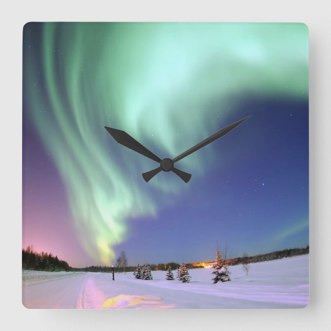 Aurora - Beautiful Northern Lights Square Wall Clock (Front)