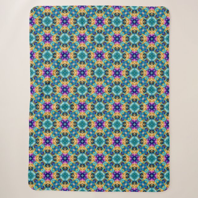 Aurora Blossom Tapestry  Sherpa Blanket (Front)