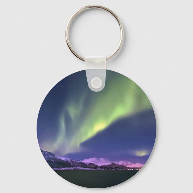 Aurora Borealis above Lyngenfjorden Norway Keychain (Front)