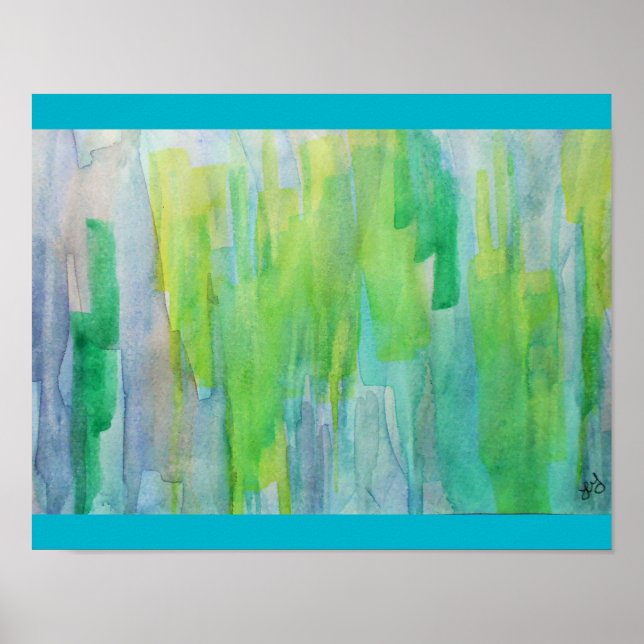 Aurora Borealis abstract watercolor Poster (Front)