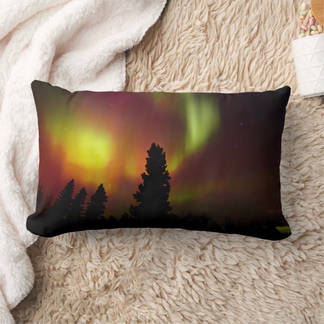 Aurora Borealis and Trees Lumbar Pillow (Blanket)