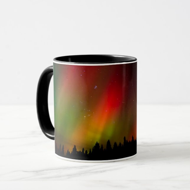 Aurora Borealis and trees Mug (Front Left)