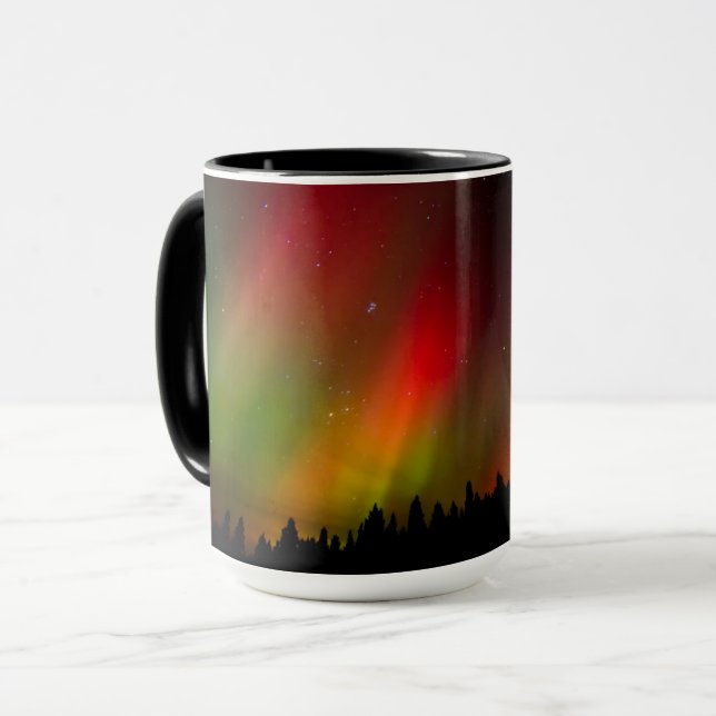 Aurora Borealis and trees Mug (Front Left)