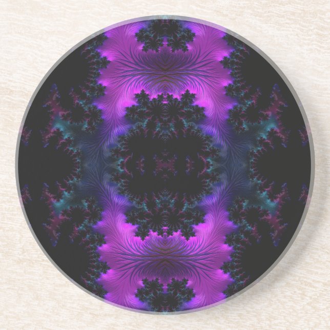 Aurora Borealis at Midnight Fractal Abstract Coaster (Front)