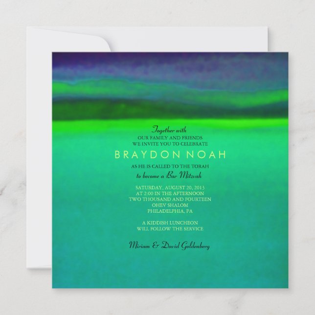 AURORA BOREALIS Bar Bat Mitzvah Invitation (Front)
