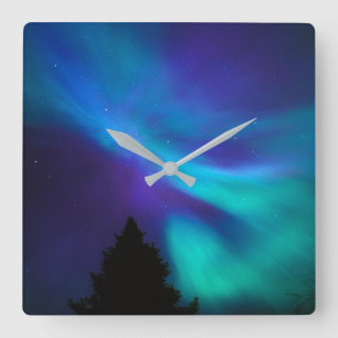 Aurora Borealis   Canada Ontario Sudbury Square Wall Clock