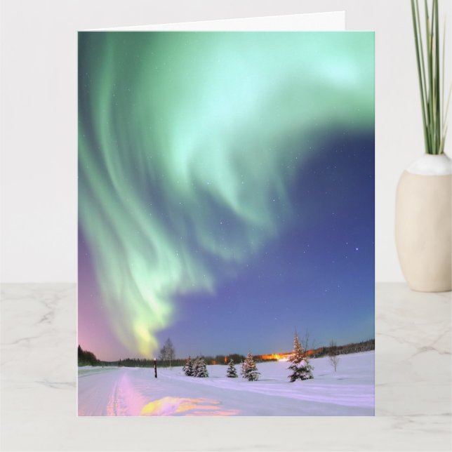 AURORA BOREALIS CARTE DE SALUT D'ANNIVERSAIRE (Devant)