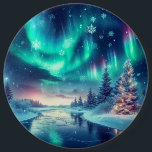 aurora borealis/Christmas/Winter 6 Inch Round Button<br><div class="desc">hint of Christmas</div>