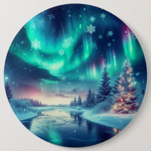 aurora borealis/Christmas/Winter 6 Inch Round Button