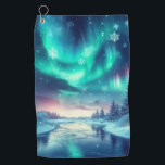 aurora borealis/Christmas/Winter Golf Towel<br><div class="desc">hint of Christmas</div>