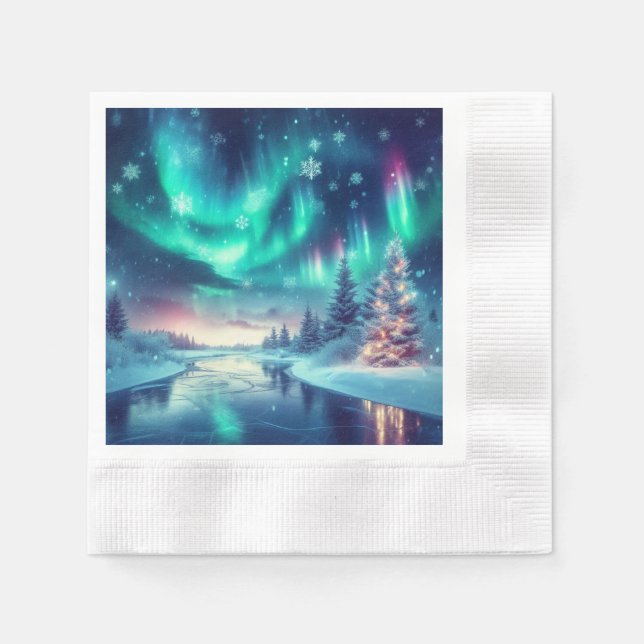 aurora borealis/Christmas/Winter Napkin (Front)