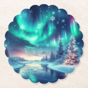 aurora borealis/Christmas/Winter Paper Coaster