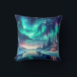 aurora borealis/Christmas/Winter Throw Pillow<br><div class="desc">hint of Christmas</div>