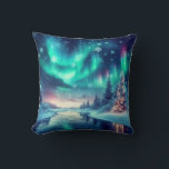 aurora borealis/Christmas/Winter Throw Pillow<br><div class="desc">hint of Christmas</div>