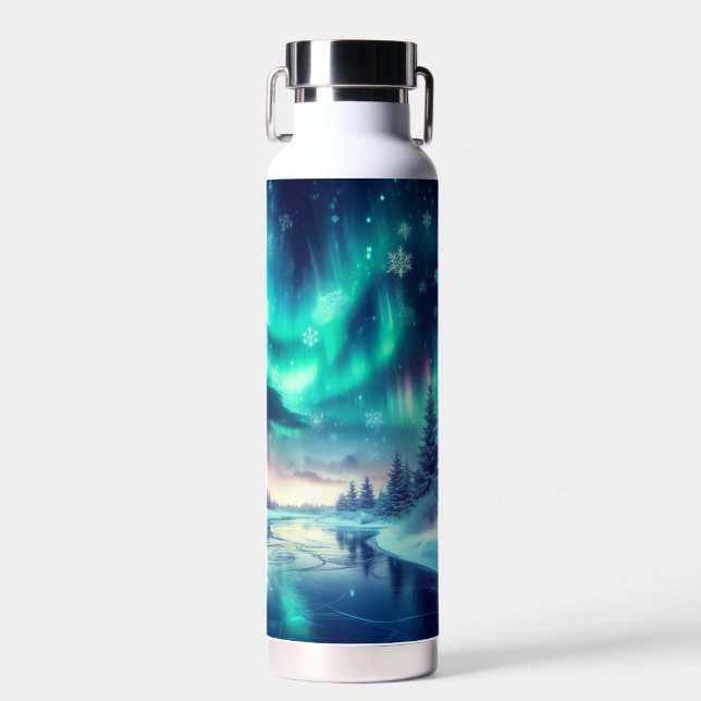 aurora borealis/Christmas/Winter Water Bottle (Front)