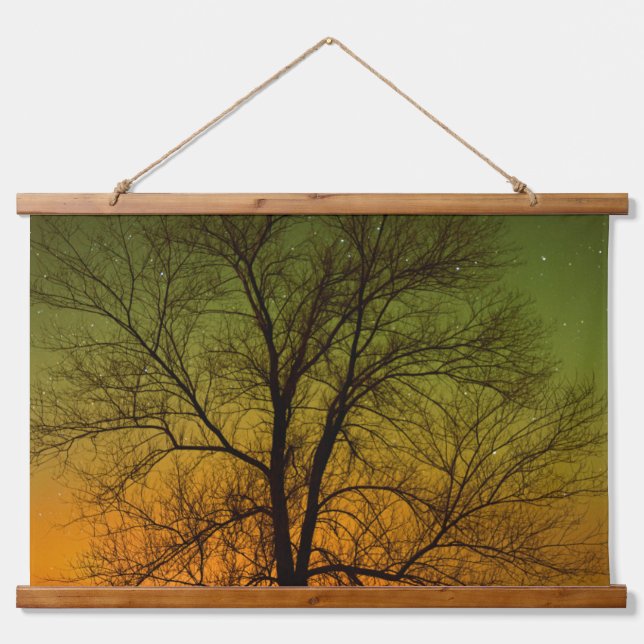 Aurora Borealis & Cottonwood Tree Hanging Tapestry (Front)