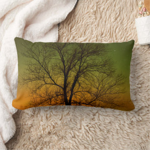 Aurora Borealis & Cottonwood Tree Lumbar Pillow