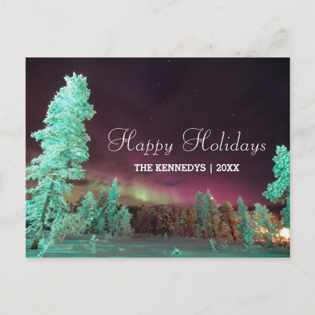 Aurora Borealis in Finland at Wintertime Holiday Postcard (Front)