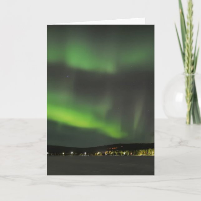 Aurora borealis in the sky greeting card (Front)