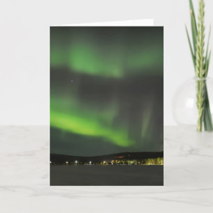 Aurora borealis in the sky greeting card