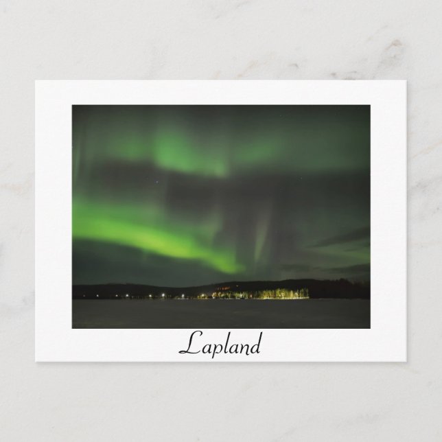 Aurora borealis in the sky white postcard (Front)