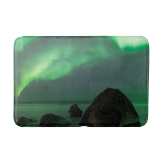 Aurora Borealis | Lofoten Beach Norway Bath Mat