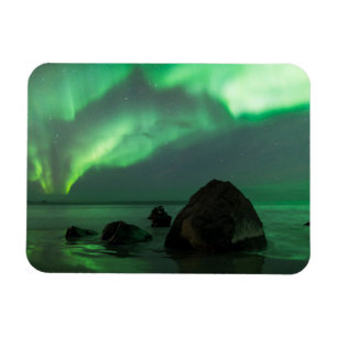 Aurora Borealis   Lofoten Beach Norway Magnet