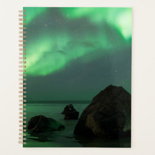 Aurora Borealis Lofoten Beach Norway Planner