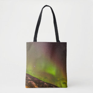 Aurora Borealis   Mountains Fairbanks Alaska Tote Bag