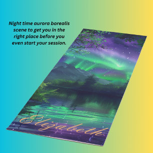Aurora Borealis night scene Yoga Mat