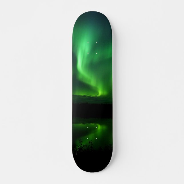 Aurora Borealis Norther Lights Alaska Sky Green Skateboard (Front)