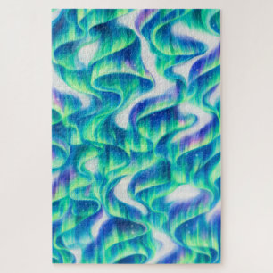 Aurora Borealis Northern Lights Abstract Pattern Jigsaw Puzzle