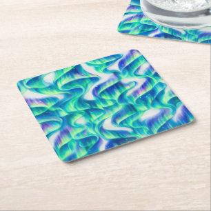 Aurora Borealis Northern Lights Abstract Pattern Square Paper Coaster